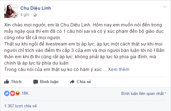 
Linh Ka xin lỗi và nói rằng mình bị áp lực từ dư luận quá nhiều.