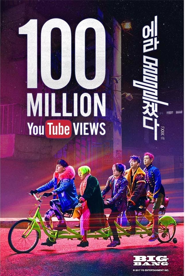 
FXXK IT mới đây đã trở thành MV thứ 9 của Big Bang cán mốc 100 triệu lượt xem trên Youtube.