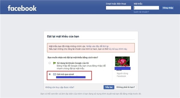 
Nếu bạn có cung cấp điện thoại cho Facebook thì bạn có thể chọn gửi qua điện thoại cũng được nhé.