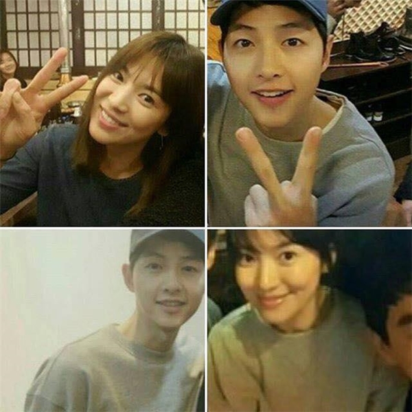 
 Cặp đôi tiếp tục mặc "chung đồ" khi bị soi chiếc áo Song Hye Kyo và Song Joong Ki mặc. Hai chiếc áo sweater này có màu xám nhạt giống nhau y hệt.