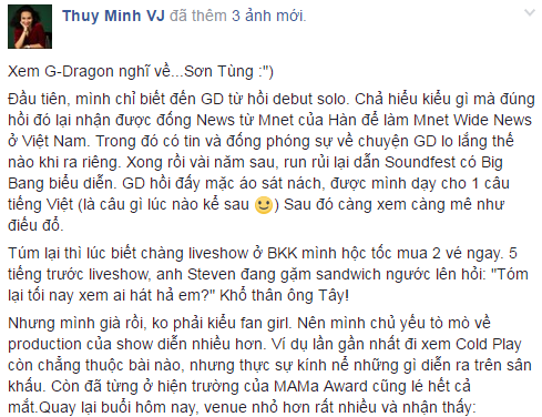 Đi xem G-Dragon, MC Thùy Minh lại liên tưởng đến Sơn Tùng M-TP - Tin sao Viet - Tin tuc sao Viet - Scandal sao Viet - Tin tuc cua Sao - Tin cua Sao