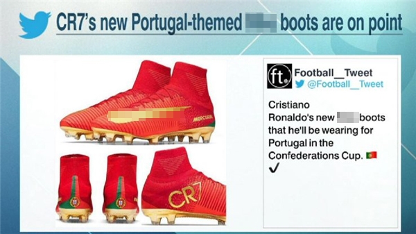 
Một mẫu khác được thiết kế giành riêng cho Ronaldo. Các bạn có thể thấy được màu của đôi giày chính là màu quốc kì của Bồ Đào Nha.