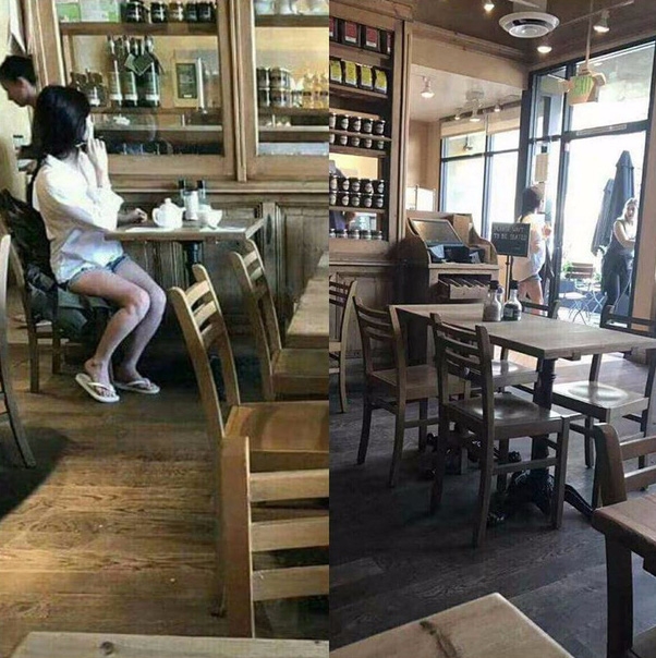 
Song Hye Kyo một mình đợi anh tại quán cafe.