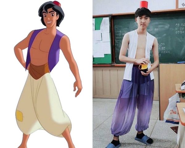 
Dù trang phục không giống với phiên bản gốc cho lắm nhưng chắc hẳn mọi người có thể nhận ra đây là nhân vật Aladdin.