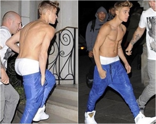  
Chính phong cách mặc quần "tụt lên tụt xuống" của Justin Bieber chính là nguyên nhân khiến vòng 3 của anh liên tục lộ thiên trước ống kính.