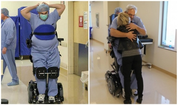 
Đây là bác sĩ Ted Rummel, bị liệt từ hông trở xuống, nhưng ông vẫn cống hiến hết sức lực của mình để cứu chữa bệnh nhân, và ông quyết định thực hiện các ca phẫu thuật khi ngồi trên xe lăn.