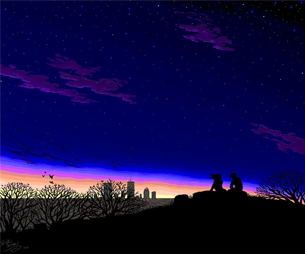 
Thậm chí cả một bầu trời đêm vô cùng lãng mạn thế này cũng chỉ từ Paint mà ra.