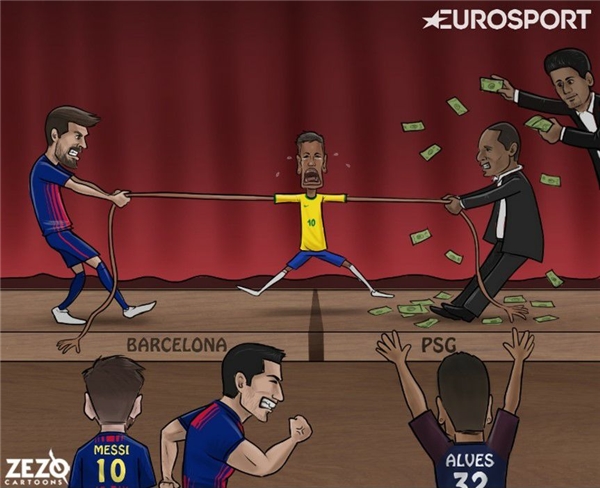 
Neymar đang là chịu sự tranh giành từ PSG và Barcelona.