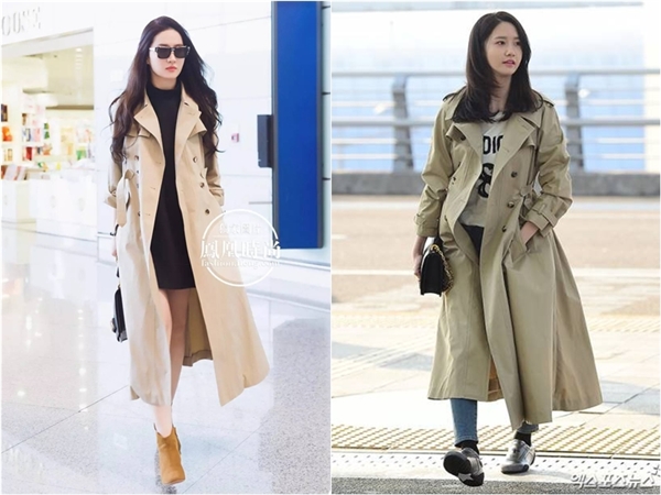 
Yoona trông như "lùn" đi trong cách phối jacket dài và giày bệt thay vì ankle boots như Lưu Diệc Phi.