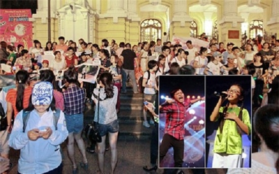 
Màn đụng độ giữa fan Phương Mỹ Chi và fan Quang Anh tại Nhà hát lớn Hà Nội năm 2013 gây nhiều chú ý cho dư luận. - Tin sao Viet - Tin tuc sao Viet - Scandal sao Viet - Tin tuc cua Sao - Tin cua Sao