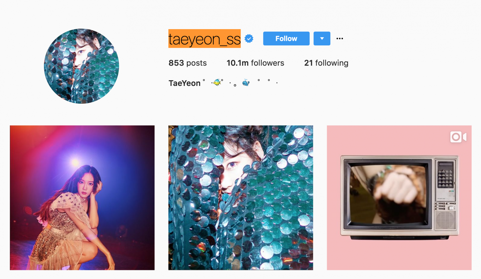 
Taeyeon đã thay đổi tiểu sử Instagram của mình với loạt biểu tượng về loài cá.