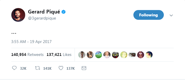 
Đoạn tweet của Piqué được cho là nhắm vào bàn thắng ở tư thế việt vị của Ronaldo.