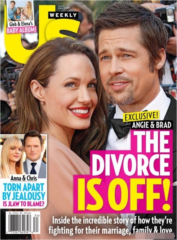 
Tin tức việc ly hôn bị trì hoãn của cặp đôi nổi tiếng được đăng tải trên tờ Us Weekly.