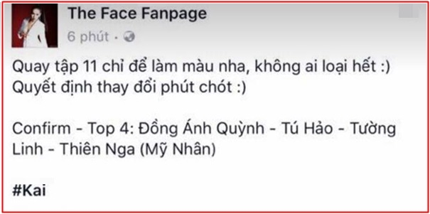
The Face Fanpage xác nhận thông tin tập bán kết không loại thí sinh nào.