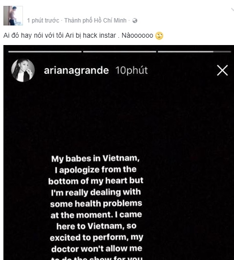 
Hy vọng mỏng manh rằng Instagram của Ariana Grande bị hack.