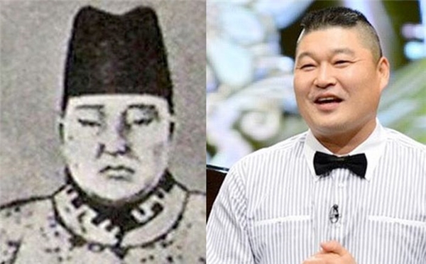  
Kang Ho Dong (bên phải) được cho là “bản sao” của hoàng đế Gia Tĩnh của Minh triều, cai trị từ năm 1521 đến năm 1567. Hai người có khá nhiều điểm giống nhau như khuôn mặt tròn hơi “mập” và đôi mắt một mí.