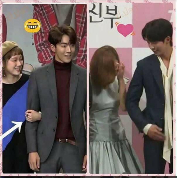 
Hình ảnh cho thấy Nam Joo Hyuk chủ động đưa tay cho Shin Se Kyung khoác, khác hẳn với thái độ khi Lee Sung Kyung khoác tay anh.