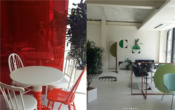 
Phong cách bài trí bàn ghế lẫn tông màu được sử dụng bên trong quán cafe khiến người hâm mộ "phát cuồng".
