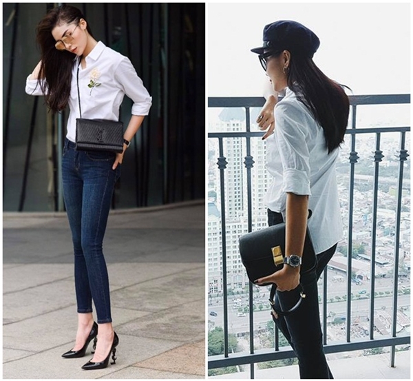 
Sự thay đổi ngoạn mục này giúp nàng Hoa hậu chiếm được tình cảm của người hâm mộ với combo sơ mi quần jeans đơn giản.