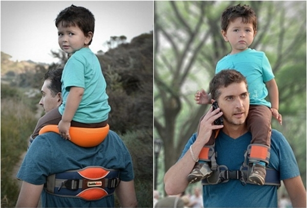 
Thiết bị này được thiết kế giúp cho em bé ngồi trên cổ của cha mẹ một cách an toàn nhất có thể.