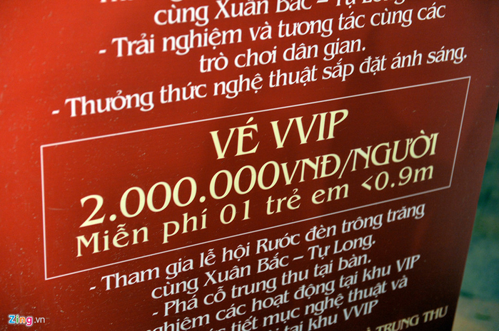 
... còn vé loại rất VIP (VVIP) là 2 triệu đồng/người.
