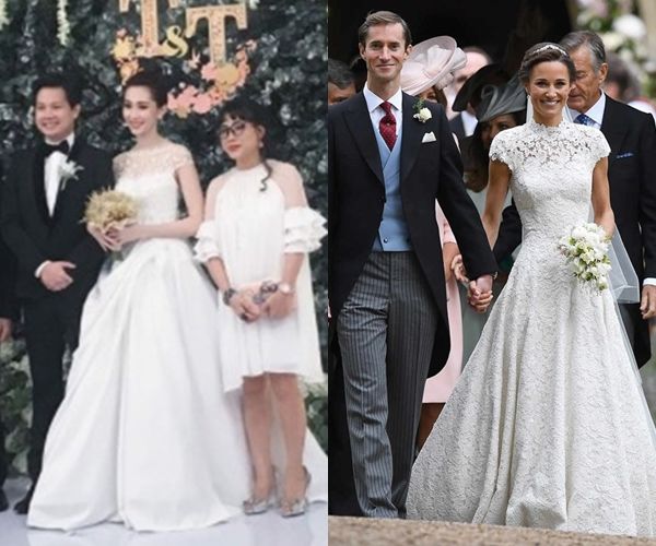 
Trong bộ váy cưới khác của mình, Thu Thảo lại chọn kiểu váy có một vài chi tiết khá giống với bộ váy cưới của em gái Công nương Kate Middleton là Pippa Middleton.