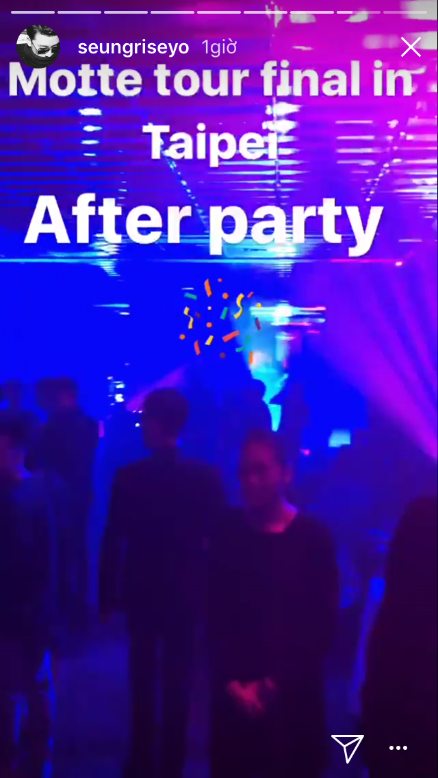 
Sau khi đêm nhạc kết thúc, anh chàng đã ngay lập tức đăng tải lên story của Instagram đoạn video ghi lại không khí sôi động của buổi tiệc chúc mừng tour diễn của GD thành công tốt đẹp. 