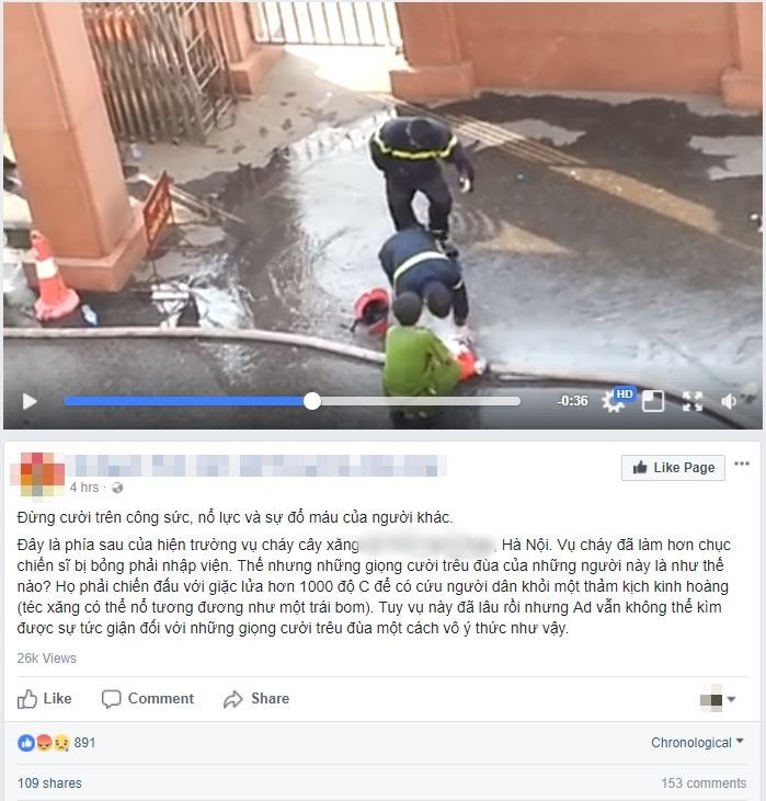 
Một trang mạng xã hội đã đăng tải clip cùng lời phê bình thái độ của những người cời cợt trong đó.