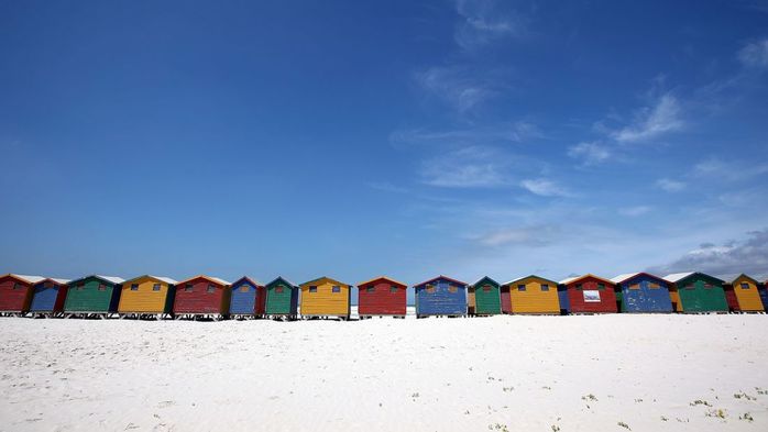 
Những ngôi nhà trên bãi biển Muizenberg, Thành phố Cape Town, Nam Phi