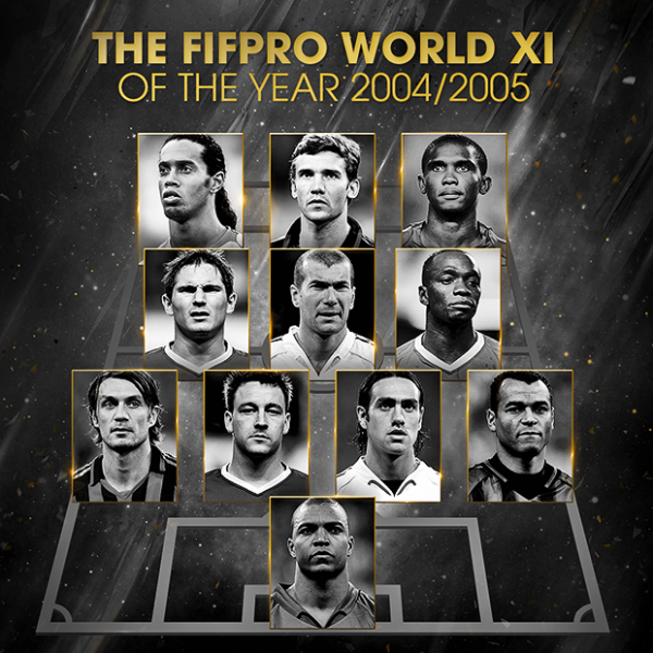 
Đội hình tiêu biểu của FIFA vào mùa giải 2004/05 có sự góp mặt đến 5 cầu thủ của Á quân Champions League năm đó, AC Milan. Bên cạnh đó những ngôi sao hàng đầu như Zinedine Zidane, Ronaldinho cũng góp phần tạo nên một trong những đội hình khủng nhất thế giới ở thời điểm đó.