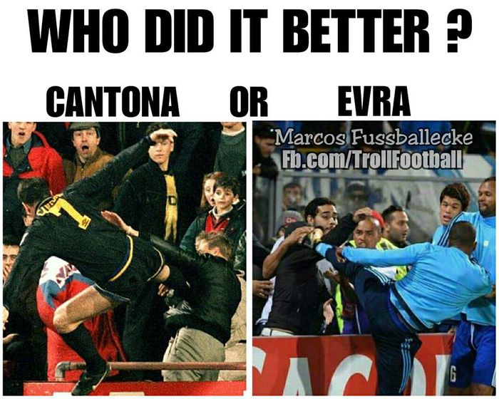 
Pha ra chân của Evra gợi lại cú "song phi" của huyền thoại Man United, Eric Cantona.