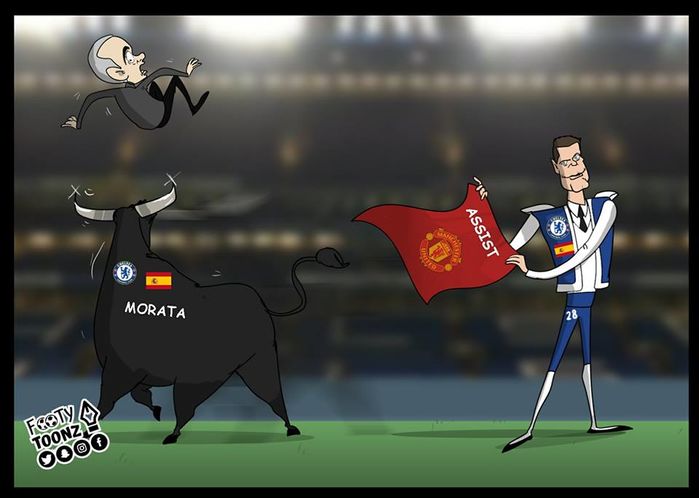 
Những người Tây Ban Nha đã "đá bay" Mourinho trong trận đại chiến tại Stamford Bridge. Hậu vệ Azpilicueta là người kiến tạo còn Morata với pha dứt điểm bằng đầu ngoạn mục đã hạ gục được thủ thành De Gea.