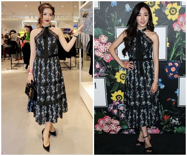 
Mới đây, tại một sự kiện khai trương của nhãn hàng nổi tiếng, Khánh Linh diện chiếc đầm hoa nữ tính. Mẫu váy này cũng được chính Tiffany diện từ trước đó không lâu.