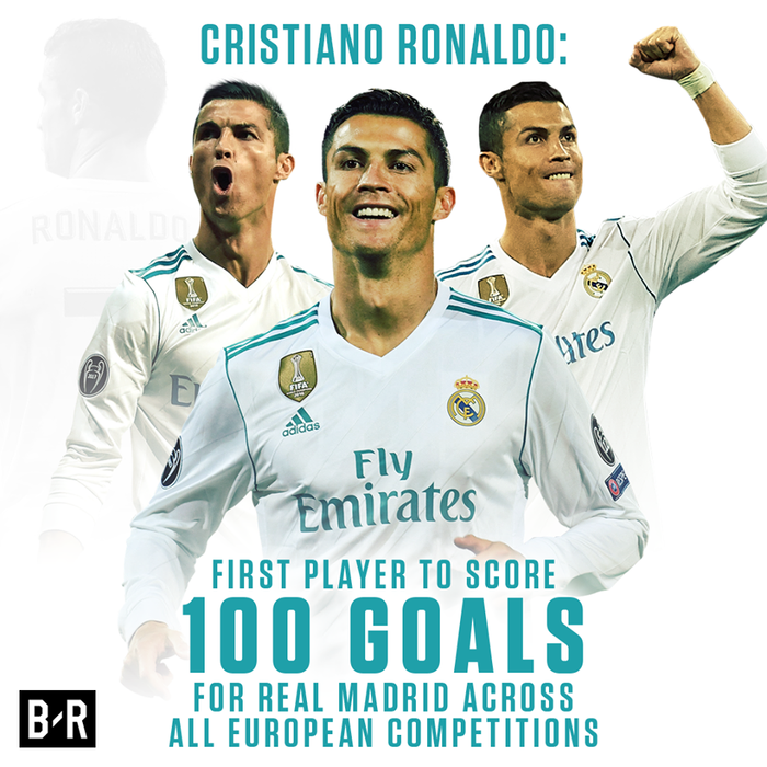 
Không những thế, Ronaldo còn trở thành cầu thủ đầu tiên có có thể ghi được 100 bàn thắng cho Real Madrid ở đấu trường châu Âu.