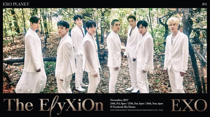 
Ở thời điểm hiện tại, EXO tiếp tục chuyến lưu diễn dài ngày với tour diễn mang tên EXO Planet # 4 - The EℓyXiOn. 