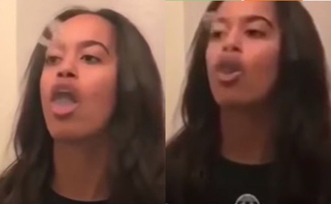 
Đoạn clip ghi lại cảnh Malia Obama nhả khói trong nhà vệ sinh (Ảnh cắt từ clip)