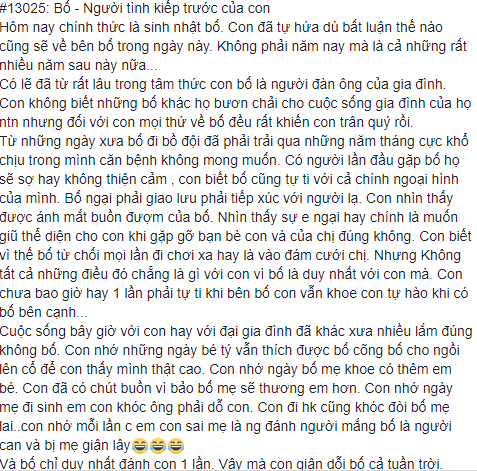 Bức thư cảm động của con gái viết cho bố vào ngày sinh nhật khiến cộng đồng mạng rơi nước mắt