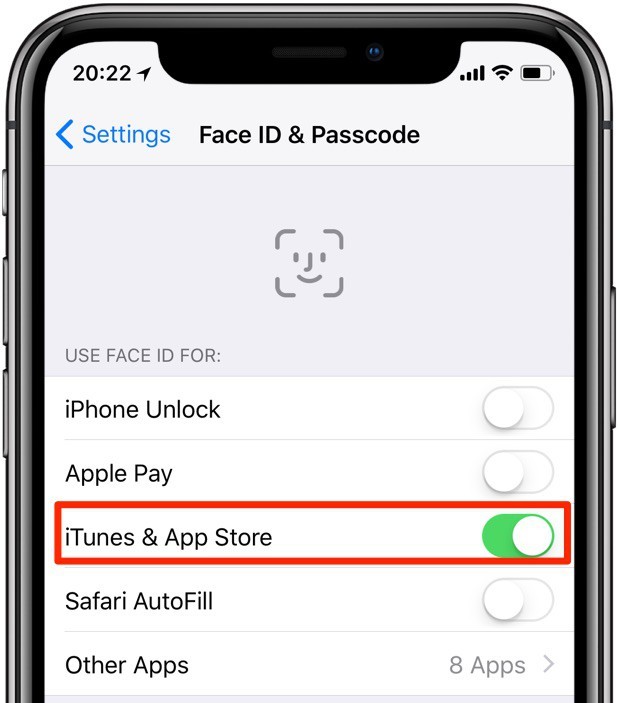 
Tính năng Face ID trước đây có cho phép sử dụng trong iTunes và cả App store.