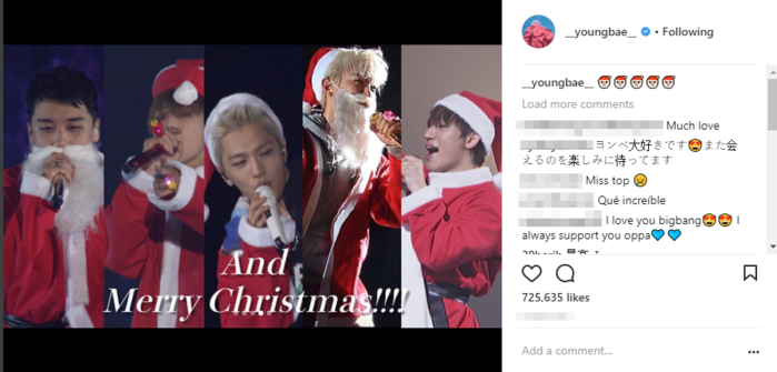 
Trước đó Taeyang cũng đã ghép ảnh T.O.P cùng 4 thành viên diện trang phục Giáng sinh vô cùng đáng yêu.