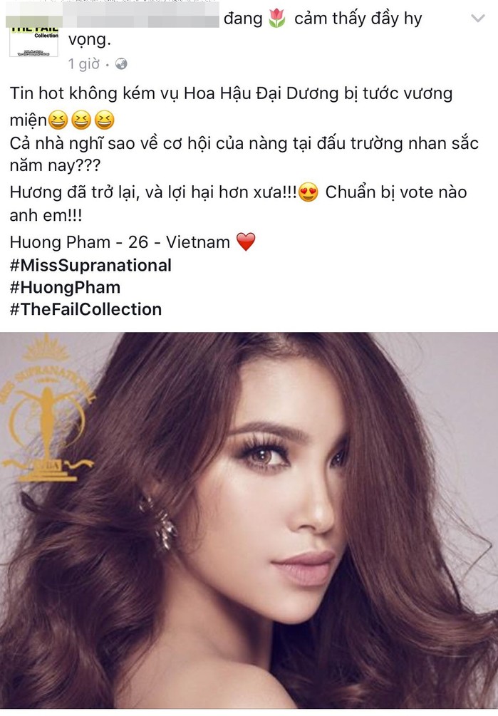 
Các diễn đàn sắc đẹp trong nước tới khu vực châu Á liên tục đăng tải thông tin này khiến người hâm mộ của Hoa hậu Phạm Hương vô cùng phấn khích. 