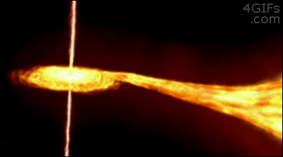 
Mô phỏng hình ảnh một ngôi sao bị hố đen hút vào.