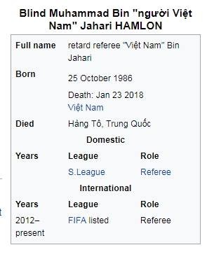
Thông tin cá nhân của vị trọng tài này bị sửa chữa trên trang wikipedia.