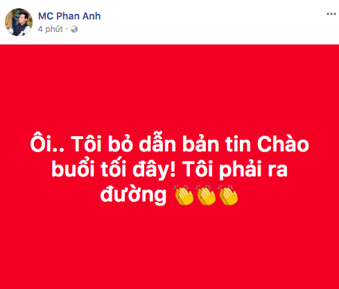 
MC Phan Anh bỏ cả công việc chỉ để chúc mừng Việt Nam.
  - Tin sao Viet - Tin tuc sao Viet - Scandal sao Viet - Tin tuc cua Sao - Tin cua Sao