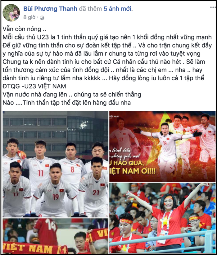 Phương Thanh quả quyết U23 Việt Nam sẽ vô địch cúp châu Á 2018 - Tin sao Viet - Tin tuc sao Viet - Scandal sao Viet - Tin tuc cua Sao - Tin cua Sao