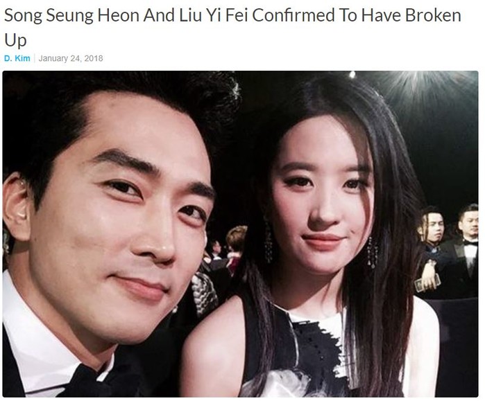 Fan bàng hoàng hay tin cặp đôi vàng Song Seung Hun - Lưu Diệc Phi xác nhận đã chia tay