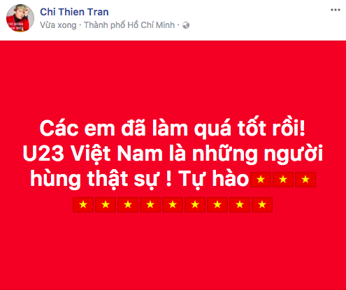 
Chí Thiện ví đội tuyển U23 Việt Nam là những người hùng. - Tin sao Viet - Tin tuc sao Viet - Scandal sao Viet - Tin tuc cua Sao - Tin cua Sao