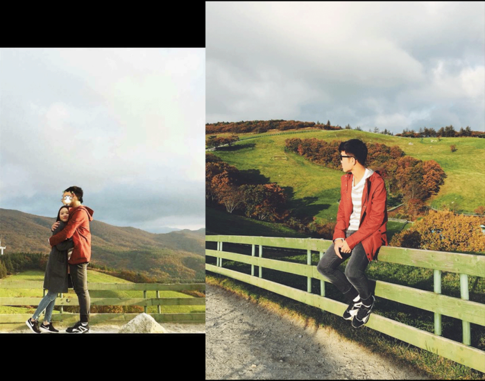
Trong bức ảnh chụp ở khu vực trang trại Daegwallyeong nổi tiếng tại Pyeongchang, Hàn Quốc, dù bị che mặt nhưng chính chiếc áo khoác cam đã làm lộ rõ danh tính chàng trai khá tình cảm bên G. là Xuân Trường. Bức ảnh Trường tạo dáng trên hàng rào được anh chàng đăng trên Instagram cá nhân cách đây không lâu.