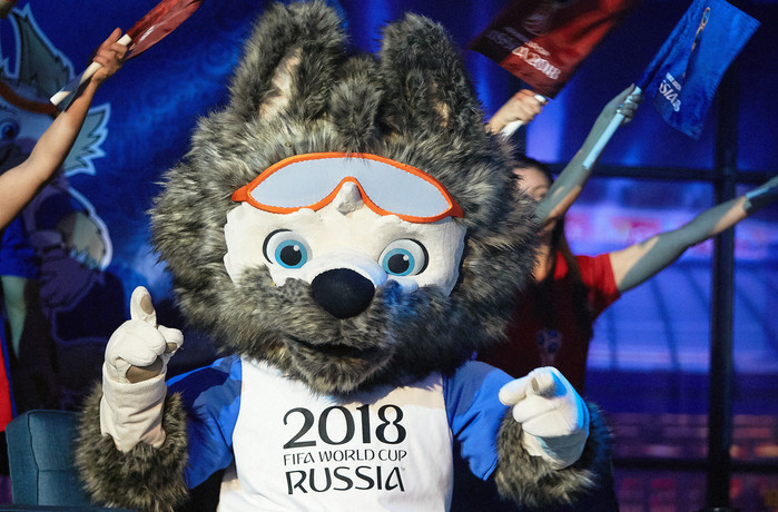
Chú chó sói đáng yêu sẽ là linh vật đồng hành xuyên suốt Worl Cup 2018.​