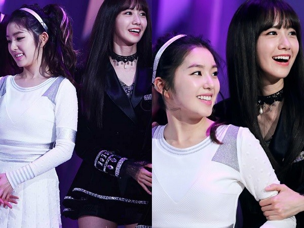
Tường thành nhan sắc Yoona đứng cạnh nữ thần thế hệ mới Irene, đúng là 'Kẻ tám lạng, người nửa cân". Nhưng trong bức ảnh này cô nàng Irene có phần trẻ trung hơn đàn chị của mình thì phải.
