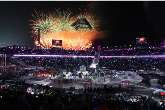 
Quang cảnh choáng ngợp của lễ bế mạc Thế vận hội mùa đông Pyeong Chang 2018.
